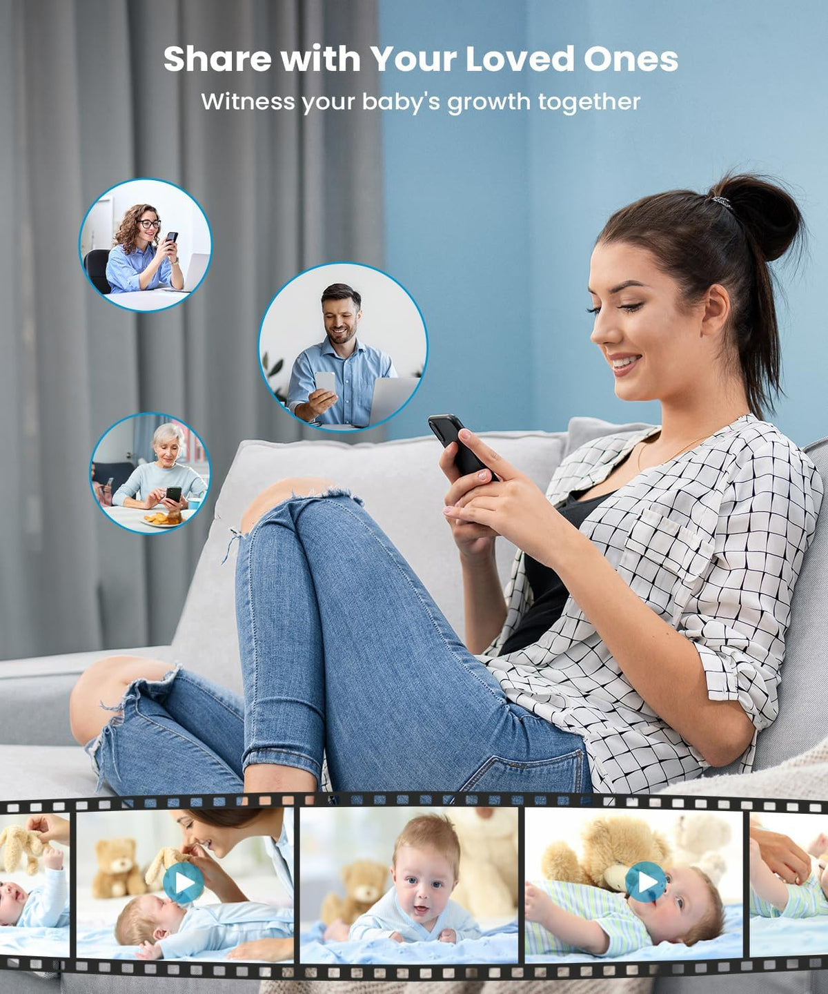 ieGeek 5.5" Baby Monitor,Audio Monitor with 2.5K Ultra HD 2.4G&5Ghz WiFi Camera,Night Light,Face
