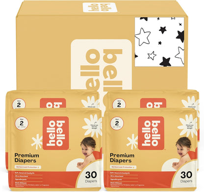 Hello Bello Diapers, Size 2 (10-16 lbs) Superstars - 120 Count Value Pack of Premium Disposable