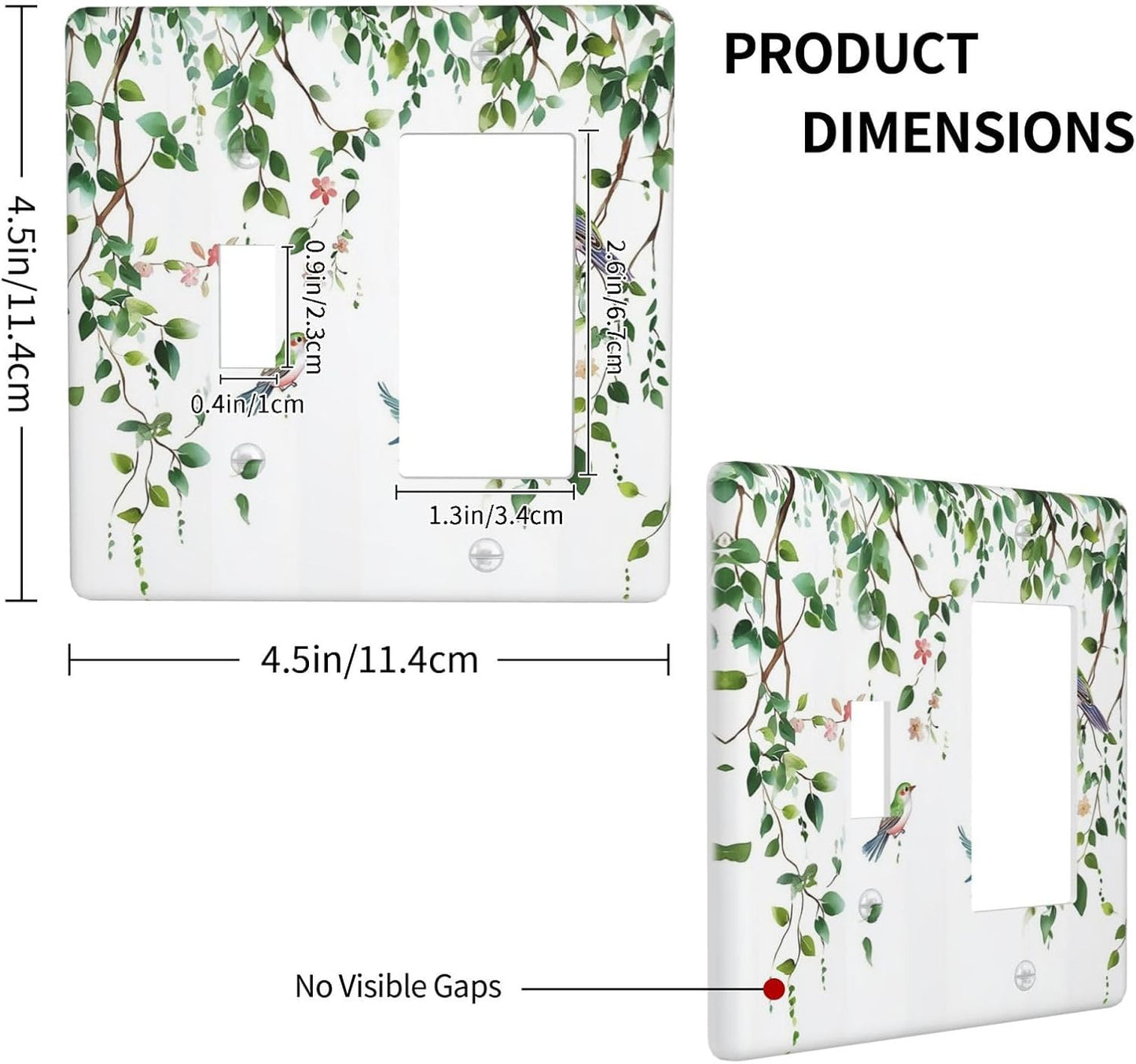 Outlet Covers Green Leaves Bird Eucalyptus Sage Plant 1 Toggle 1 Rocker Combination Decorative Wall