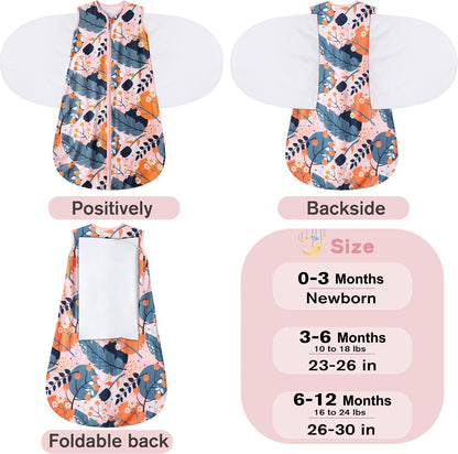 Newborn Sleep Sack Baby Swaddle,3-Way Adjustable Wearable Blanket,100% Rayon Cotton Swaddling