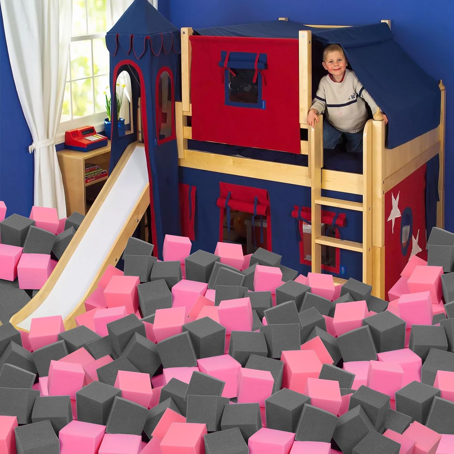 Foam Pit Cubes, 24 PCS 5 Inches Gymnastics Foam Blocks Trampoline Blocks, Multi-Sport Protective