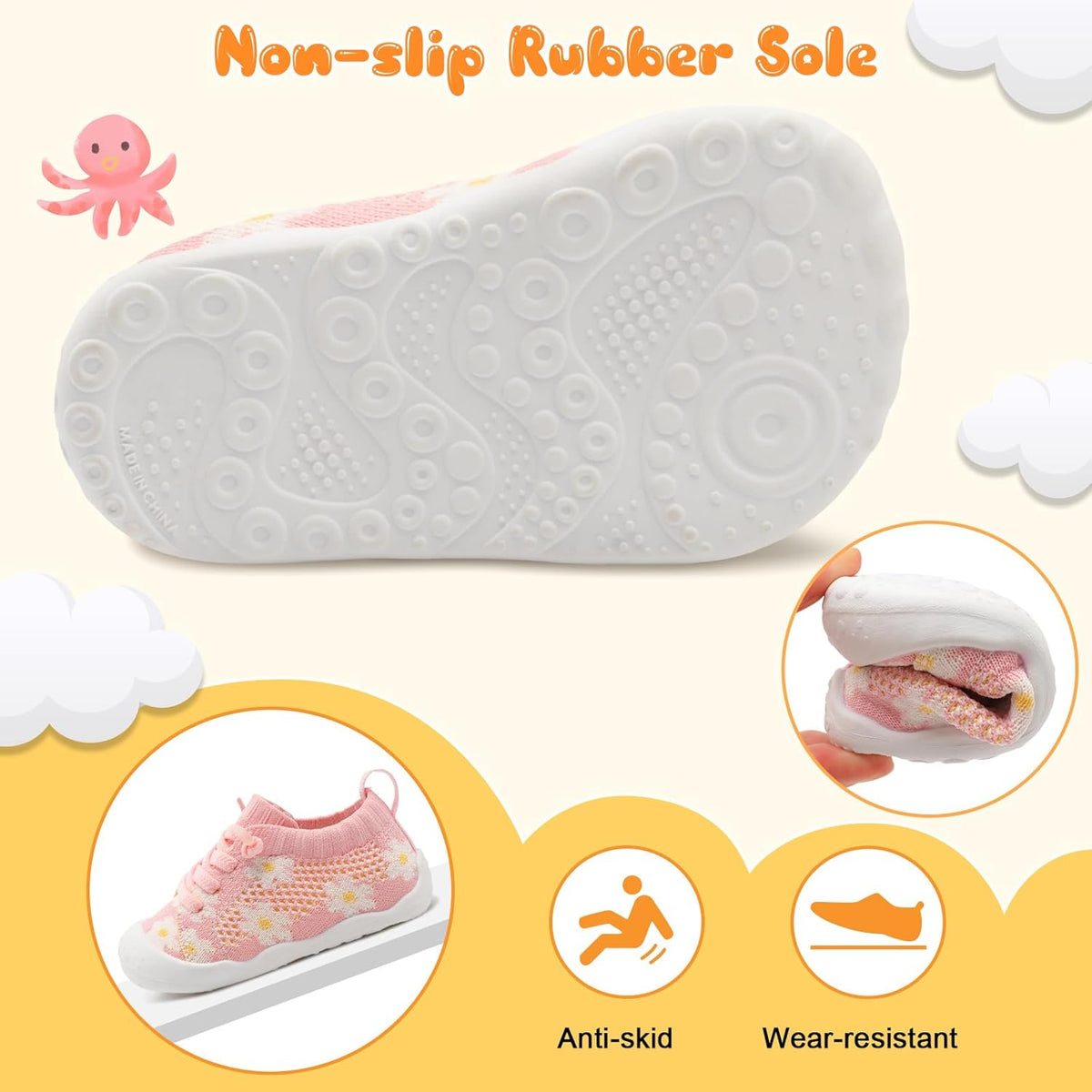 JIASUQI Baby Shoes for Toddler Boys Girls Sneakers Slip on Walking Shoes for Babies