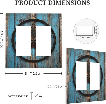 Decorative Outlet Covers Rustic Wood Country Barn Texas Star On Teal 2 Gang Double Gfci Rocker