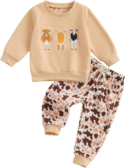 WZTYYDS Toddler Boy Clothes 2T 3T 4T 5T Fall Outfits Baby Pullover & Pants Sets Kids Winter 2Pcs