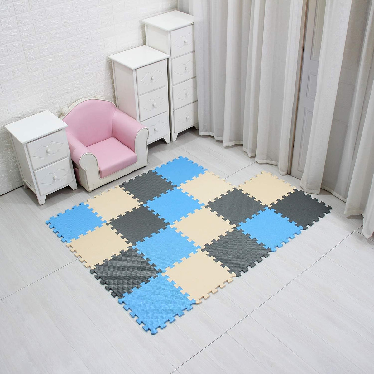 MQIAOHAM children puzzle mat play mat squares play mat tiles baby mats for floor puzzle mat soft