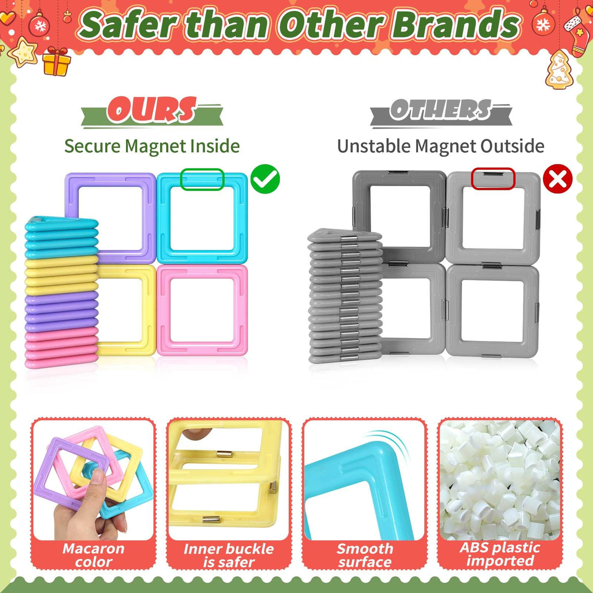 Rurvale Toddler Girl Toys, Magnetic Tiles 44pcs, Birthday Gifts Ideas for Girls Toys Age 3 4 5