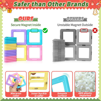 Rurvale Toddler Girl Toys, Magnetic Tiles 44pcs, Birthday Gifts Ideas for Girls Toys Age 3 4 5