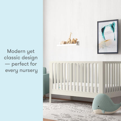 Newton Baby Galileo Standard Crib, Solid Beech Wood in White Color, 3-in-1 Convertible Crib with