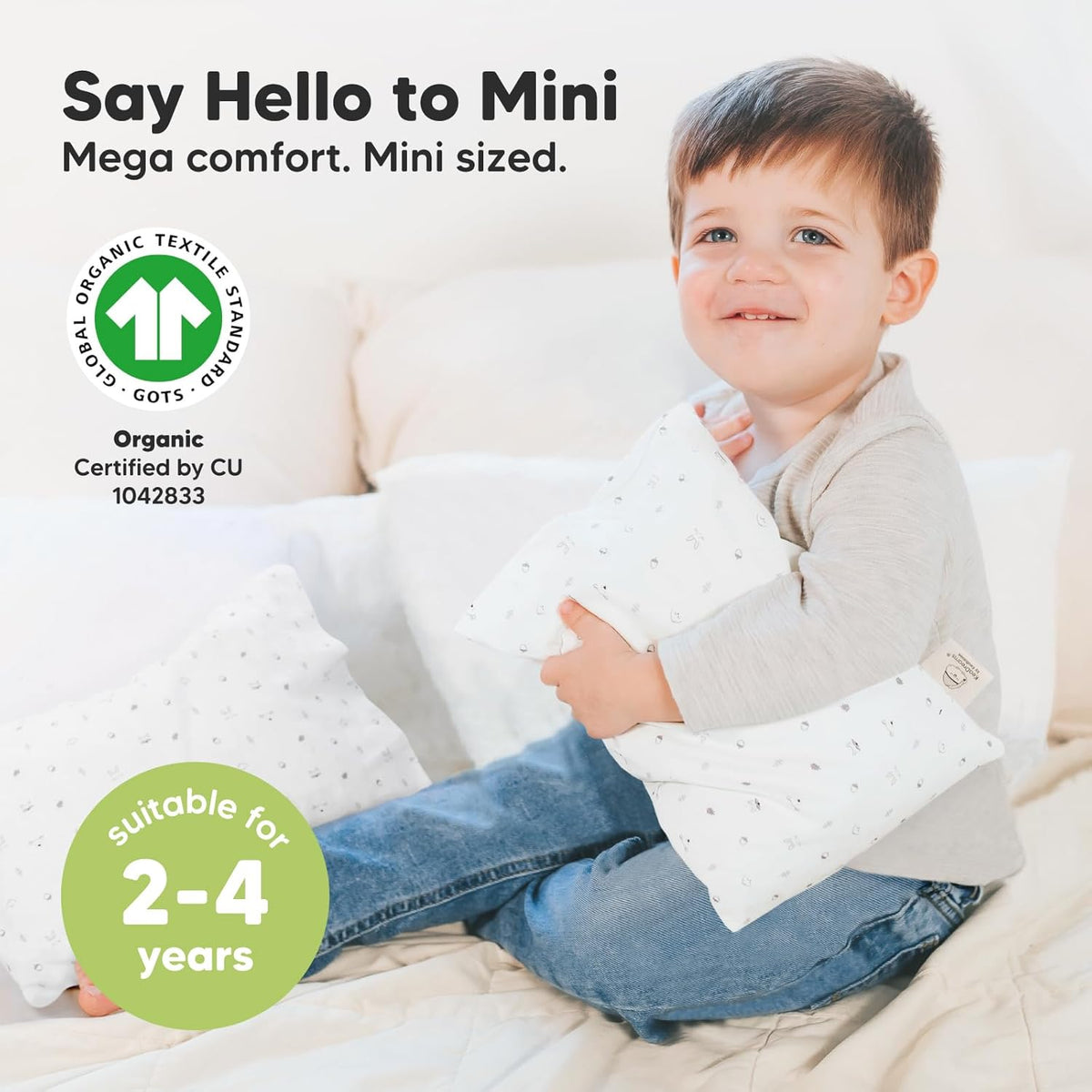 Mini Toddler Pillow with Pillowcase - 9x13 My Little Dreamy Travel Kids Pillow for Sleeping