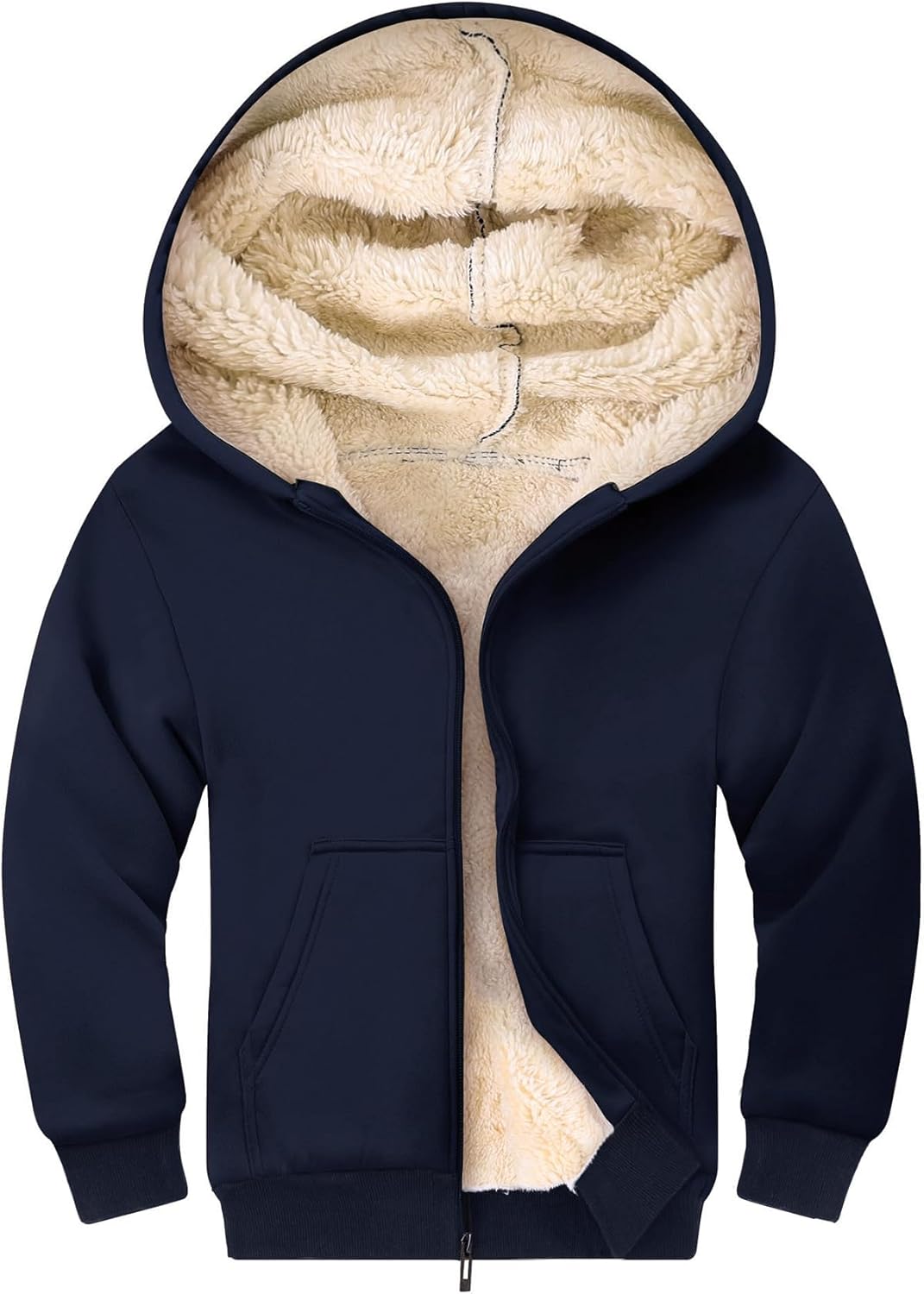 Gihuo Unisex Boy's Girls Winter Warm Sherpa Lined Zip Up Sweatshirt Fleece Jacket Kid's Hoodie
