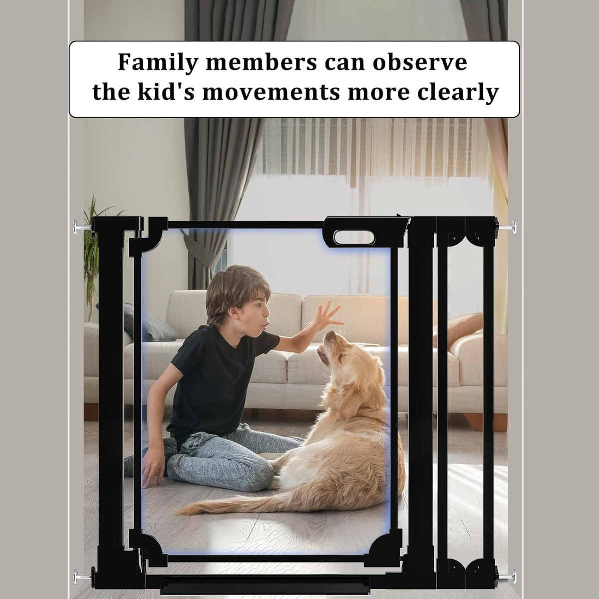 WAOWAO Clear Baby Gate for Stairs Modern Design Acrylic Auto Close Pet Gate, 29.52-37.79" Wide