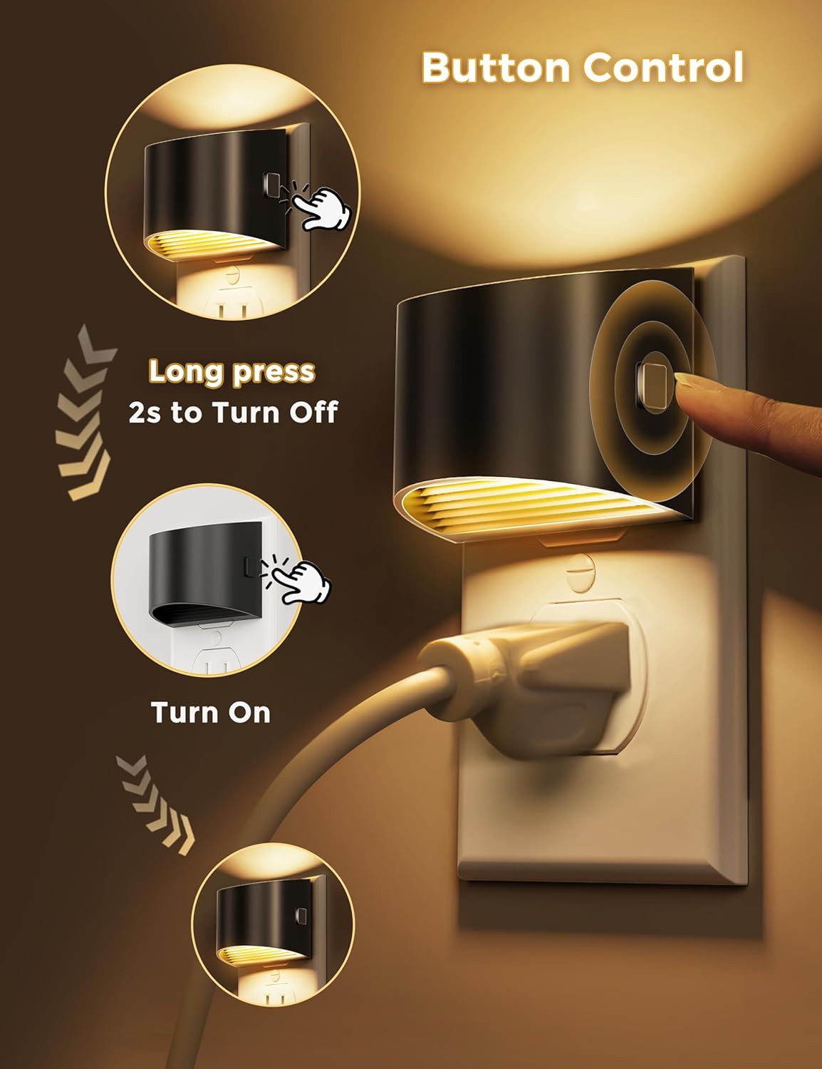 L LOHAS LED Night Lights Plug into Wall 2 Pack, Dusk to Dawn Sensor Nightlight, Brightness