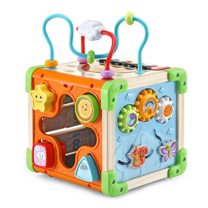 LeapFrog Touch and Learn Electronic Musical Light-Up Wooden Activity Cube Toy, Animal Themed, Ages