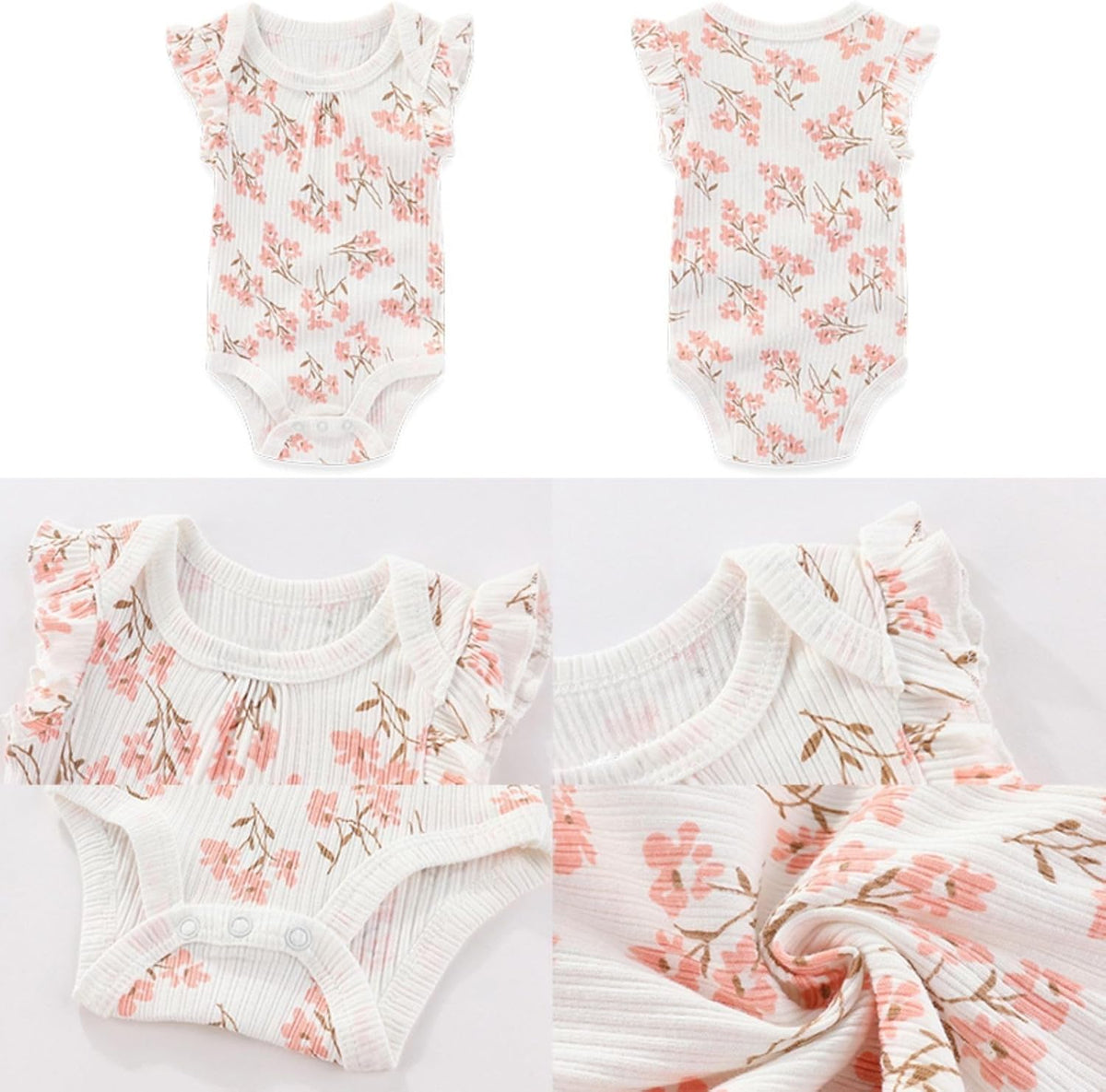 Four Seasons Baby Boy Girl Bodysuits 5-Pack Cotton Comfort Short Sleeve Baby Clothes Soft Infant