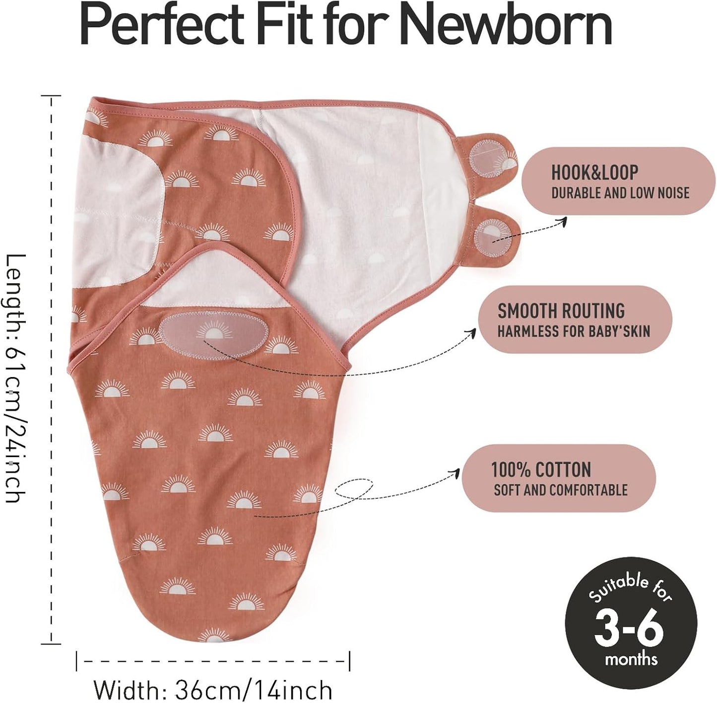 GLLQUEN BABY 3-Pack Baby Swaddle Sleep Sacks for Newborn - Baby Swaddles 3-6 Months, Infant