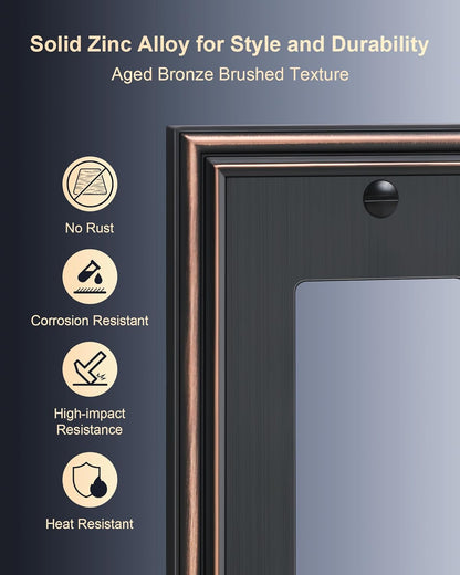 6-Pack Decorator Outlet Cover Plate, Aged Bronze Decorative Switch Plates and Outlet Covers