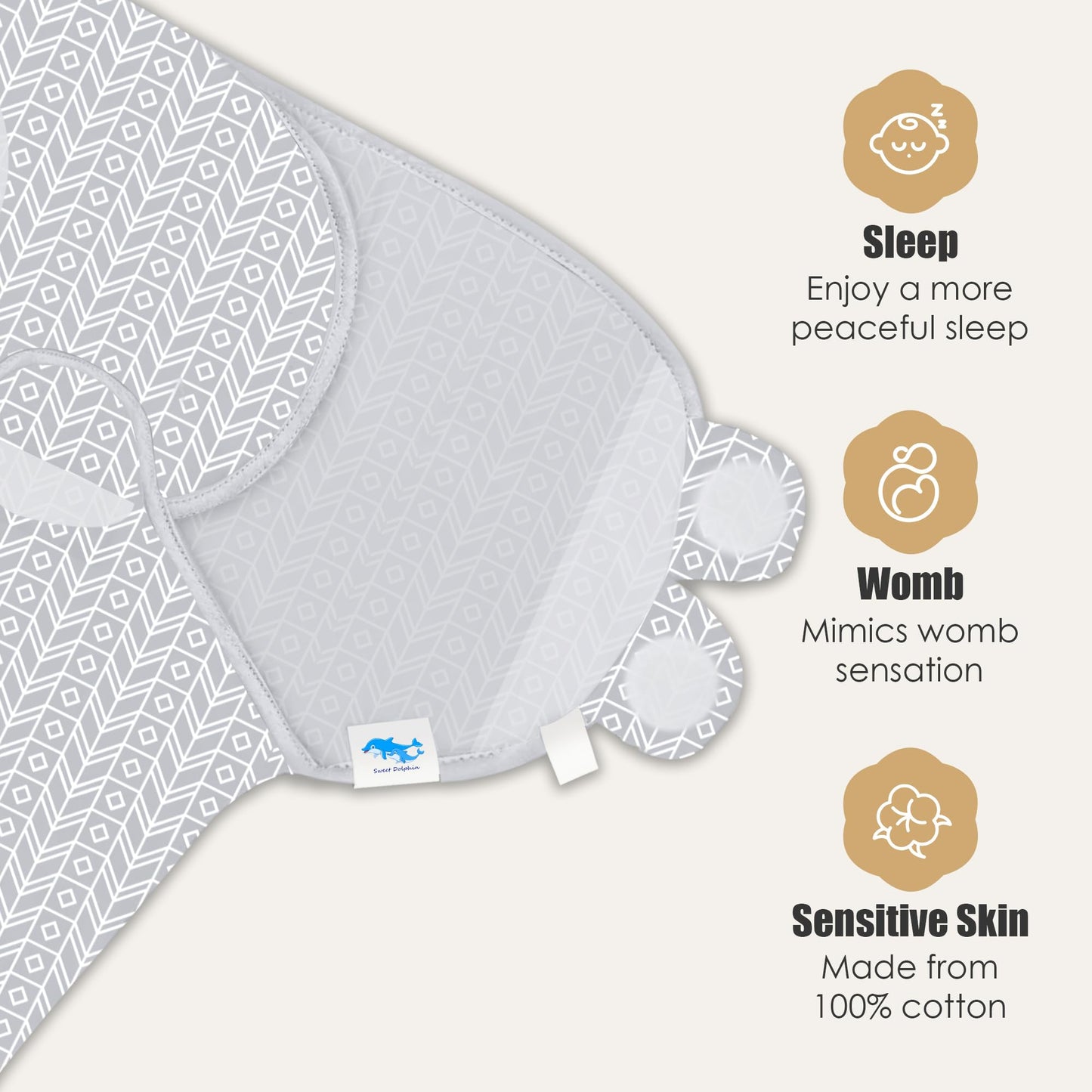 SWEET DOLPHIN 3-Pack Baby Swaddle Sleep Sacks - Newborn Swaddle Blanket with Soft Cotton