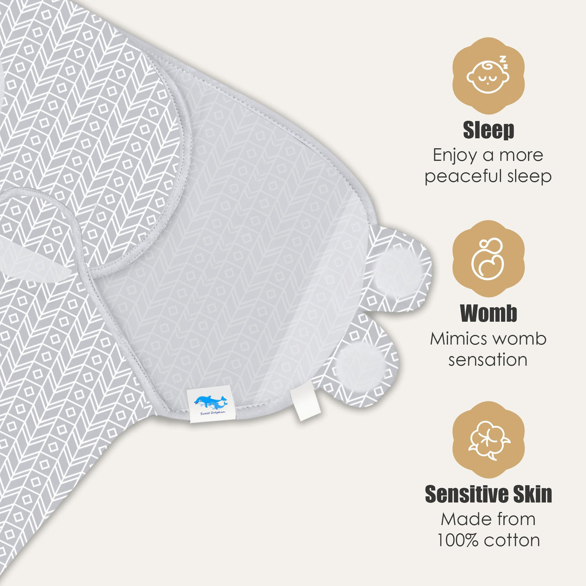 SWEET DOLPHIN 3-Pack Baby Swaddle Sleep Sacks - Newborn Swaddle Blanket with Soft Cotton