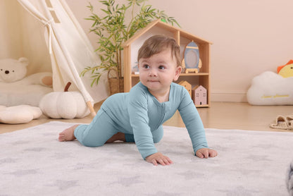 GUISBY Long Sleeve Cotton Pajamas Footless Baby Bodysuits with Zipper and Mittens 3-Pack for Boys