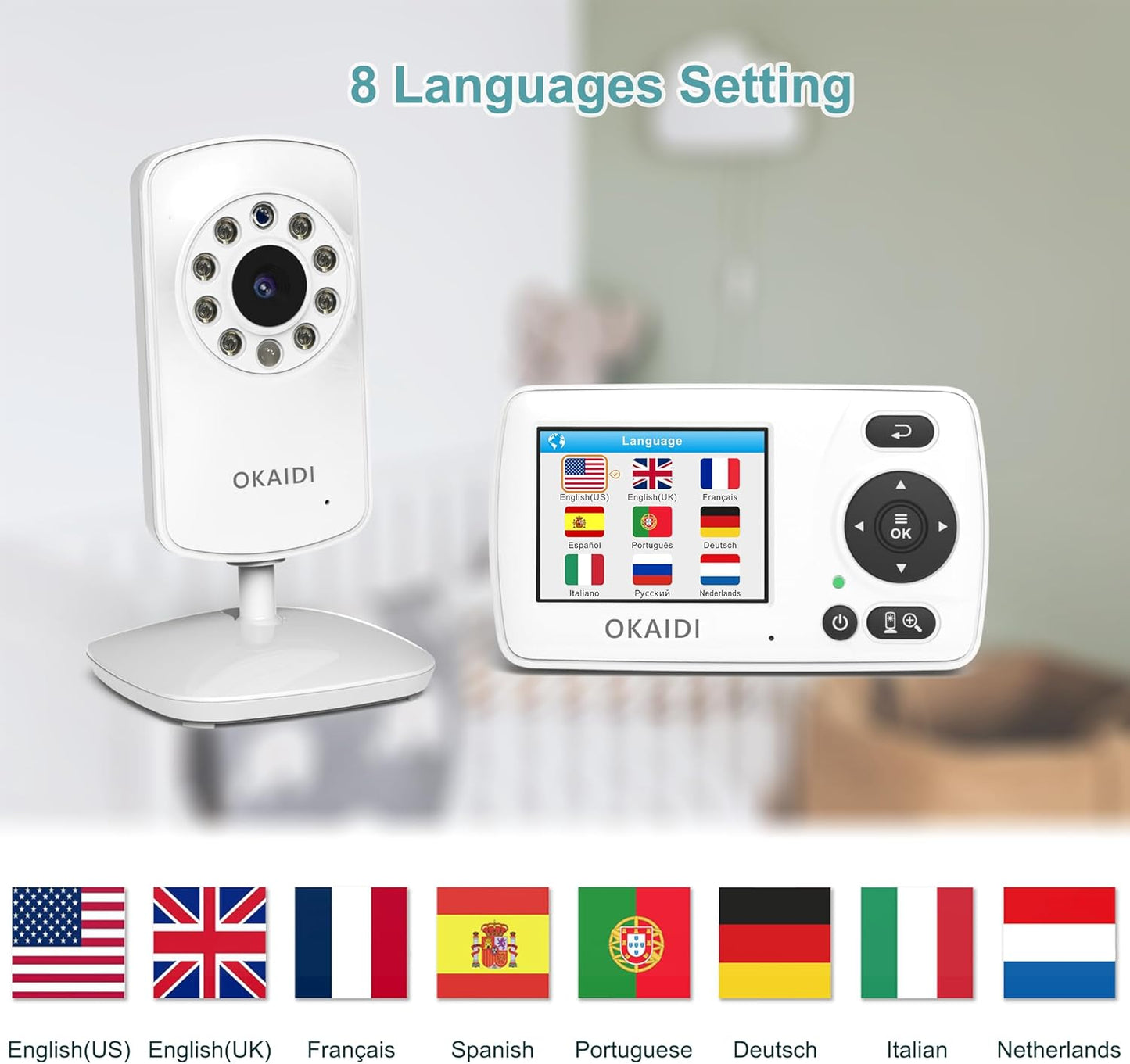 Video Baby Monitor with Camera and Audio, 2.4'' Portable Travel Baby Monitor No WiFi, Infrared