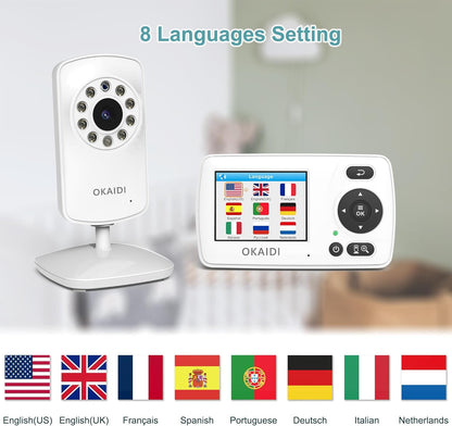Video Baby Monitor with Camera and Audio, 2.4'' Portable Travel Baby Monitor No WiFi, Infrared