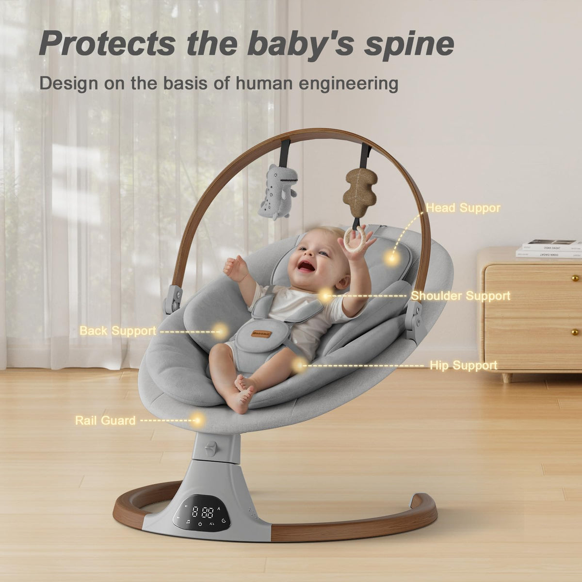 Monamii Baby Swings for Infants, Bluetooth Infant Swing with Music Speaker