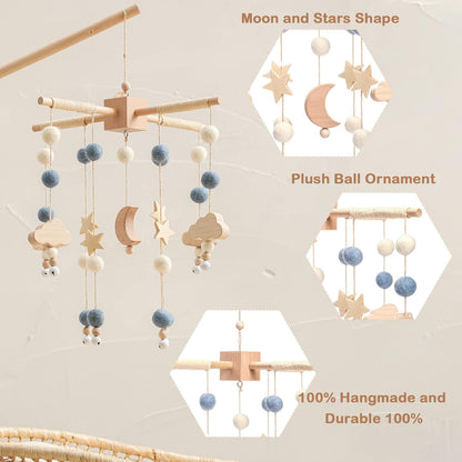 Baby Mobile for Crib | Baby Crib Nursery Mobile Star Moon for Baby Boys and Girls | Boho Nursery