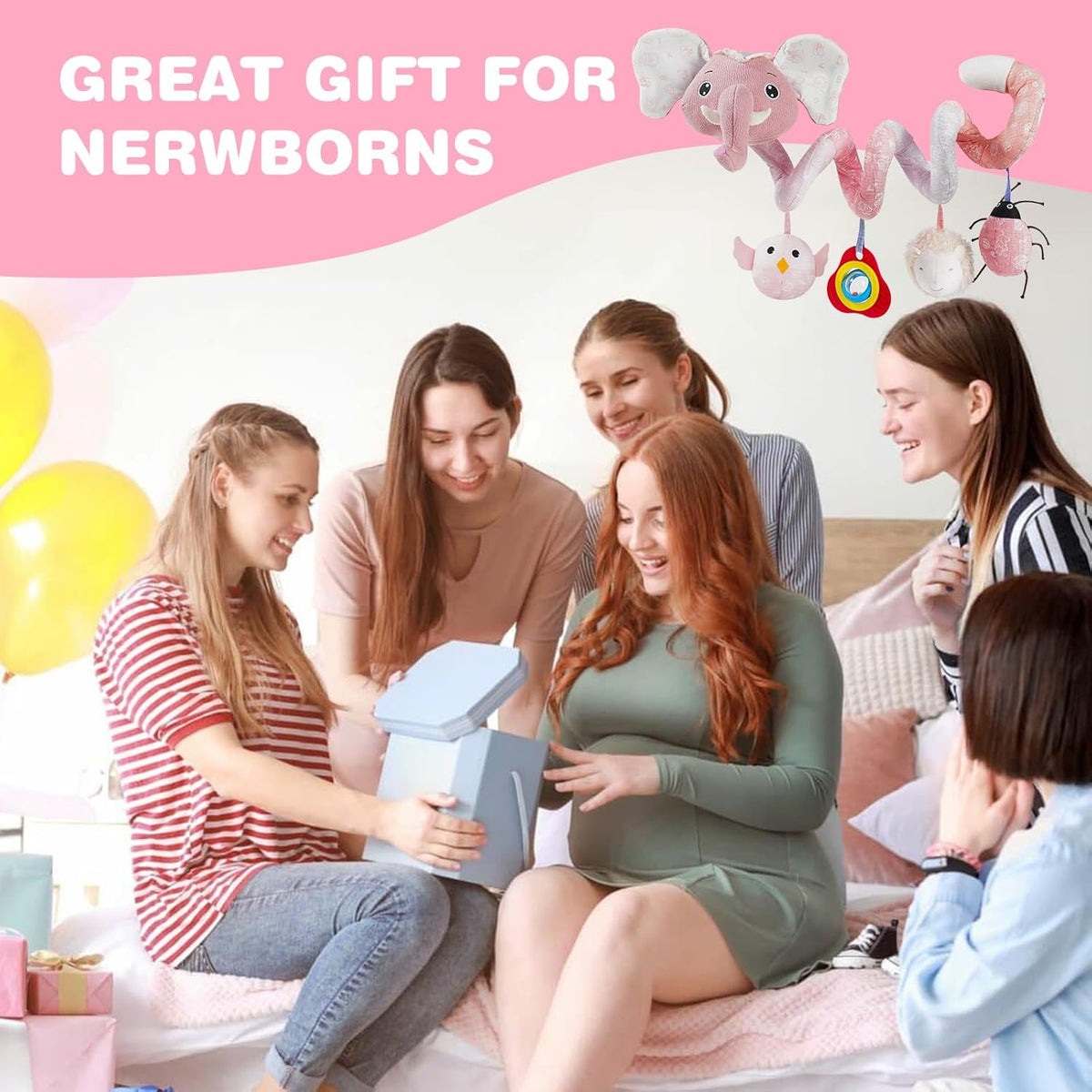 Jollybaby Baby Car Seat Stroller Toys, Plush Activity Hanging Spiral Activity Pram Crib with Music