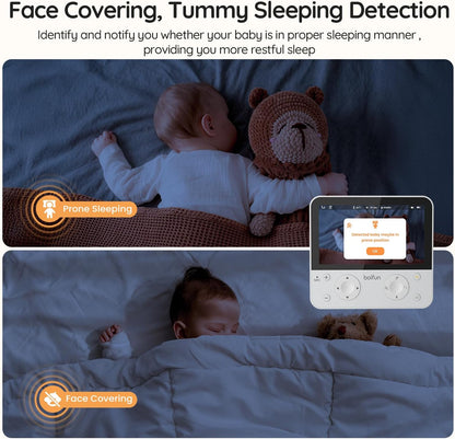 BOIFUN 5.5" AI 4MP Baby Monitor Pro Max: App (Wi-Fi) and Monitor (No Wi-Fi) Control, Upgrade AI