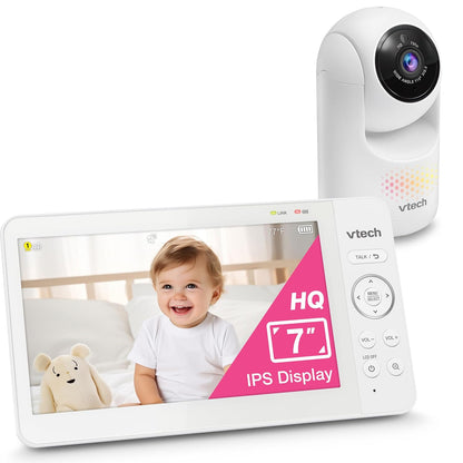 VTech [2025 Upgrade Baby Monitor with 7" IPS Screen, Pan Tilt Zoom Camera, No WiFi Video Baby