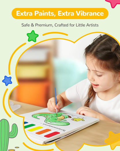 TECJOE Paint with Water Coloring Books for Toddlers, Dinosaur Series Watercolor Set with 3 Brushes