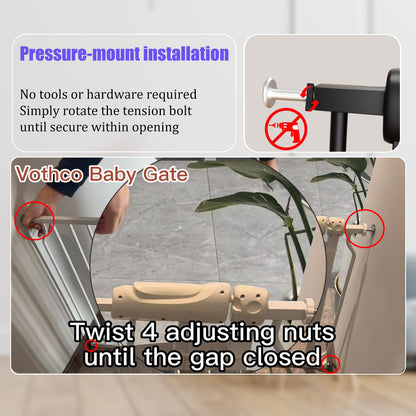 Extra Wide 76.4-81 Inch Large Baby Gates for Stairs, Doorways - No Drilling, Pressure Mounted Pet