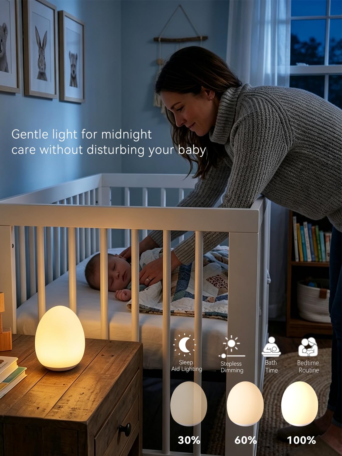 AuroraNiteBeam Night Light for Kids,Egg Night Light for Baby Nursery