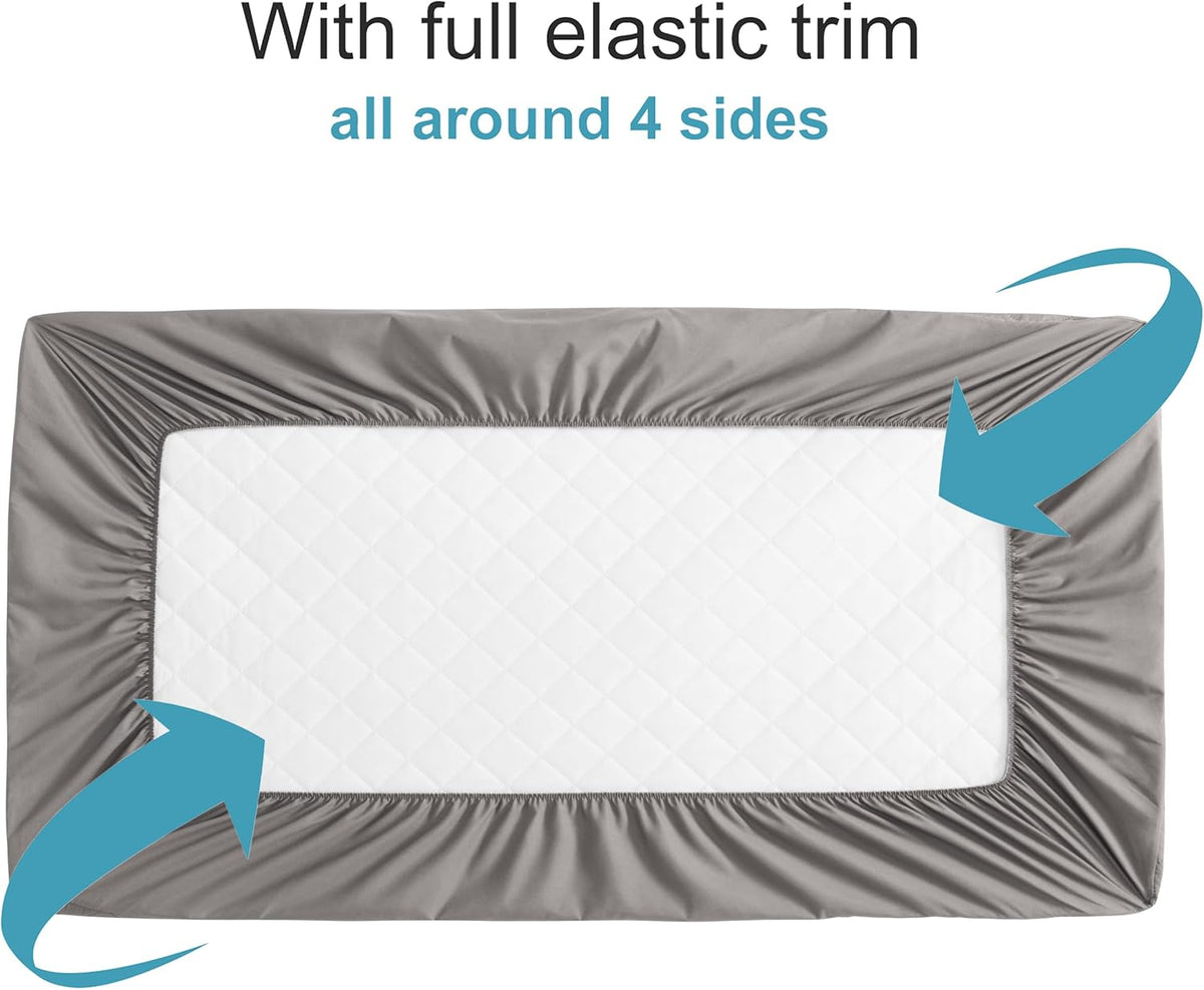 NTBAY 2 Pack Waterproof Mini Crib Mattress Protector, Quilted 24"x38" Fitted Mattress Cover