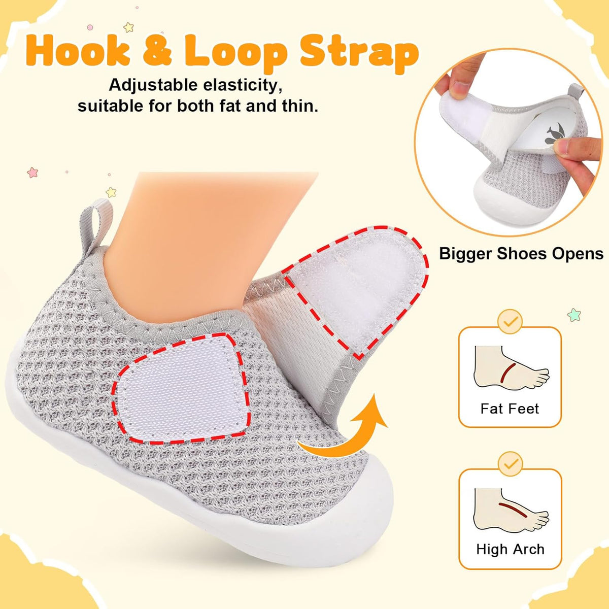 FEETCITY Baby First Walking Shoes Wide Baby Shoes Infant Sneakers Newborn Crib Shoe Barefoot