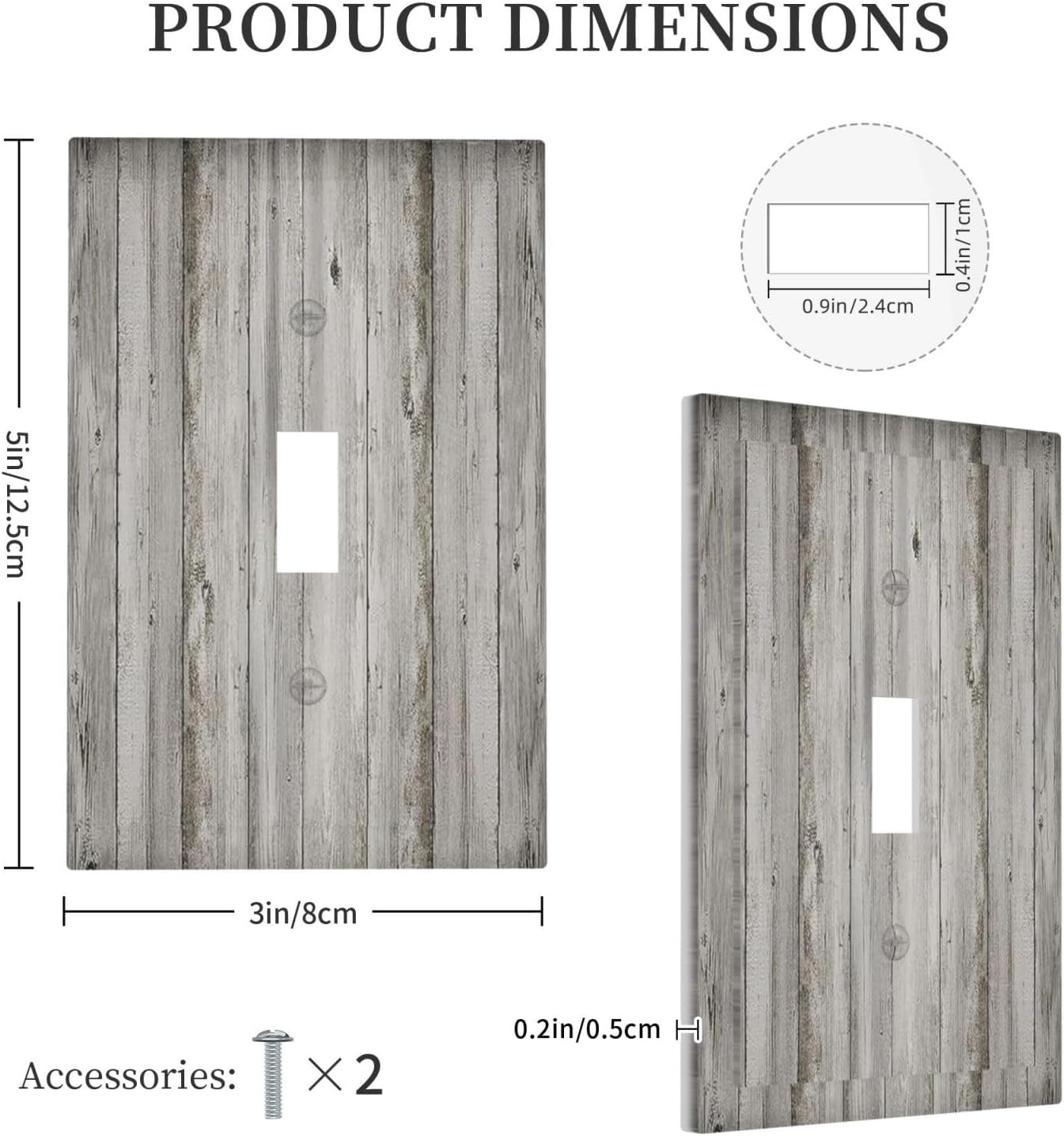 Decorative Light Switch Cover Farmhouse Rustic Grey Barn Door Wood 1 Gang Single Toggle Device