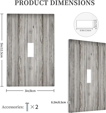 Decorative Light Switch Cover Farmhouse Rustic Grey Barn Door Wood 1 Gang Single Toggle Device