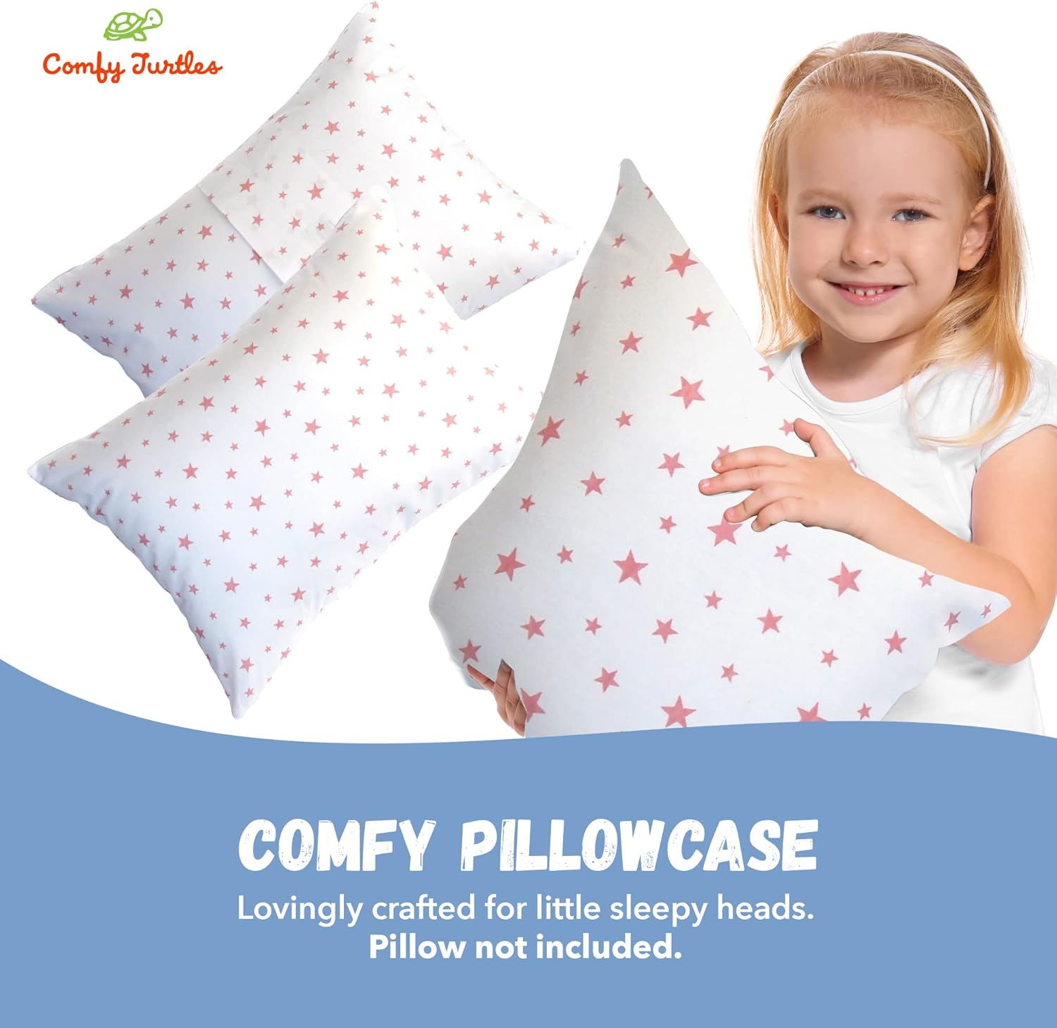 13x18 Toddler Pillowcase Cotton - Toddler Pillowcase Star, White Travel Pillow Case Cover, Toddler