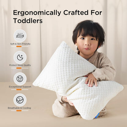Memory Foam Toddler Pillow,20X14’ Kids Pillow with Machine Washable Comfortable Pillowcase Rayon