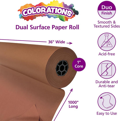 Colorations Prima-Color Fade-Resistant Paper Rolls, Brown, Arts and Crafts, 48" x 60' , Drawing