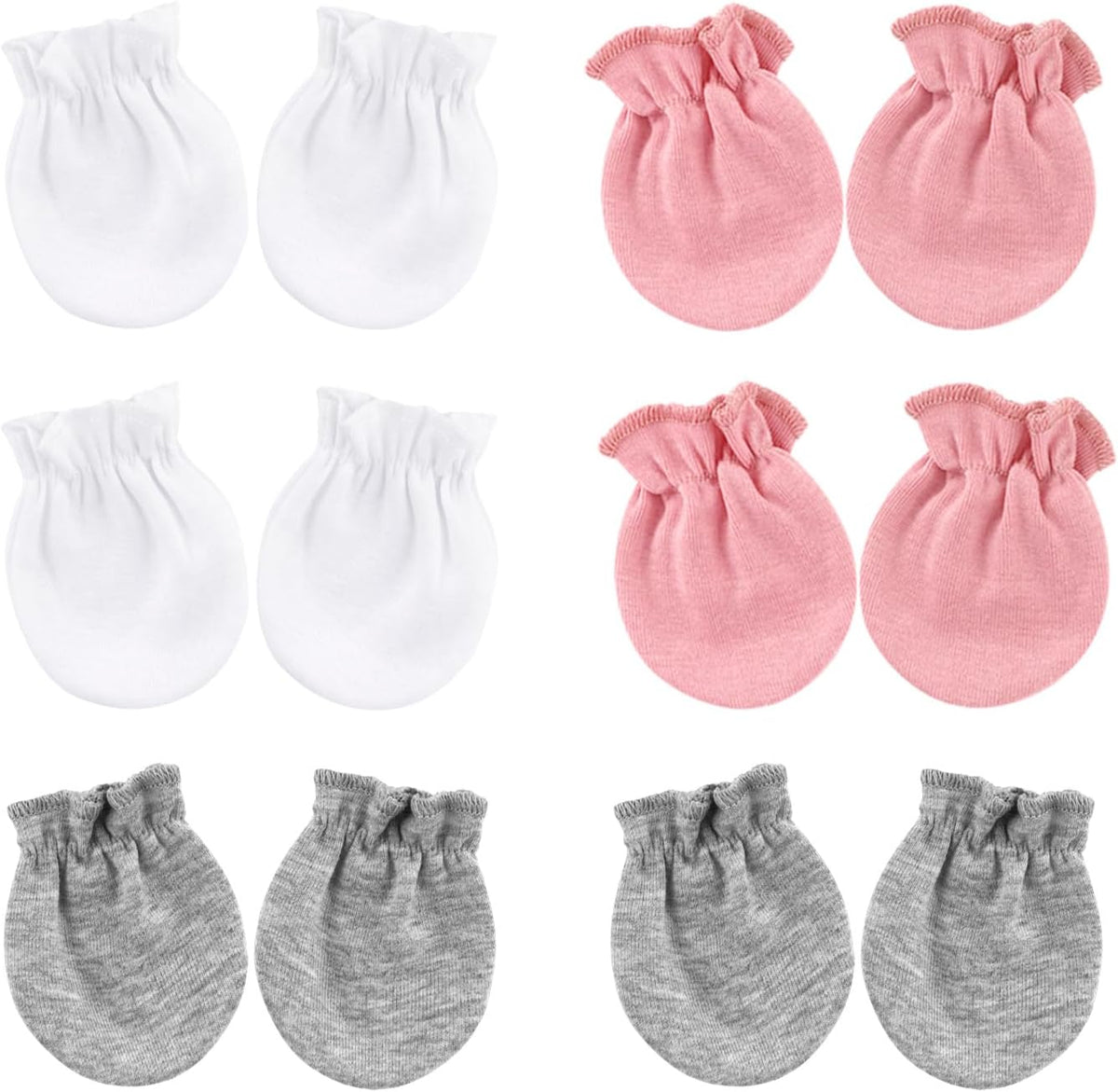 BQUBO Newborn Infant Toddler Mittens No Scratch Cotton Elastic Wrist Gloves Hypoallergenic for 0-6