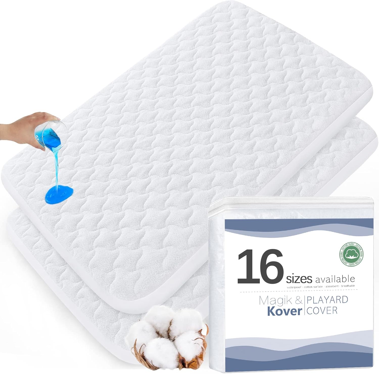 Mini Crib Mattress Protector Cover 38" x 24", 2 Pack Waterproof Mini Crib Mattress Pad Sheets for