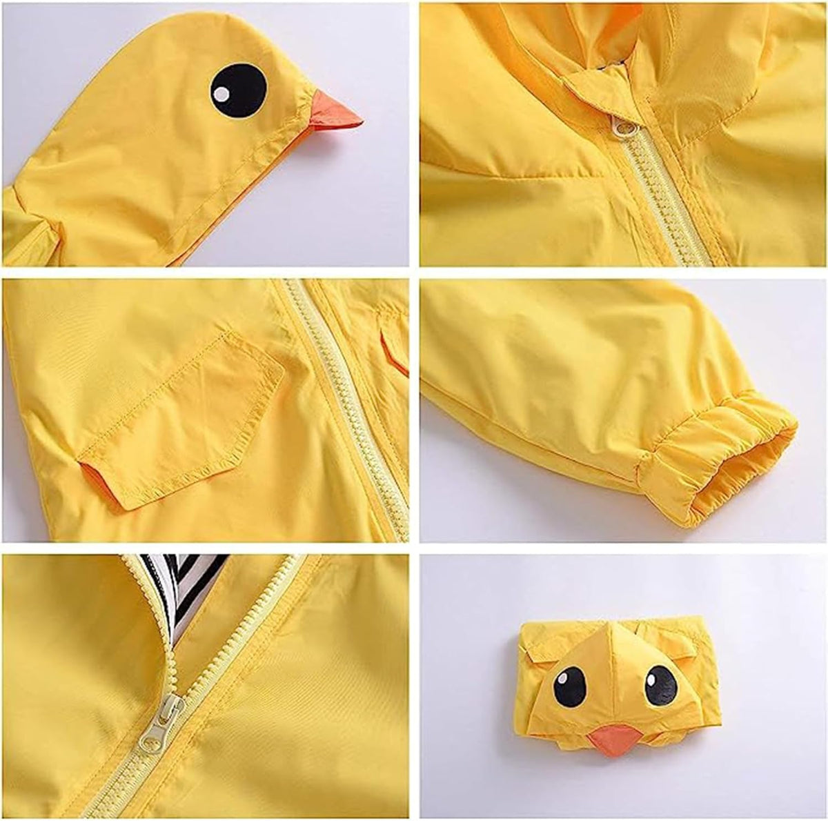Toddler Baby Boy Girl Duck Rain Jacket Cute Cartoon Yellow Raincoat Hoodie Kids Coat Fall Winter