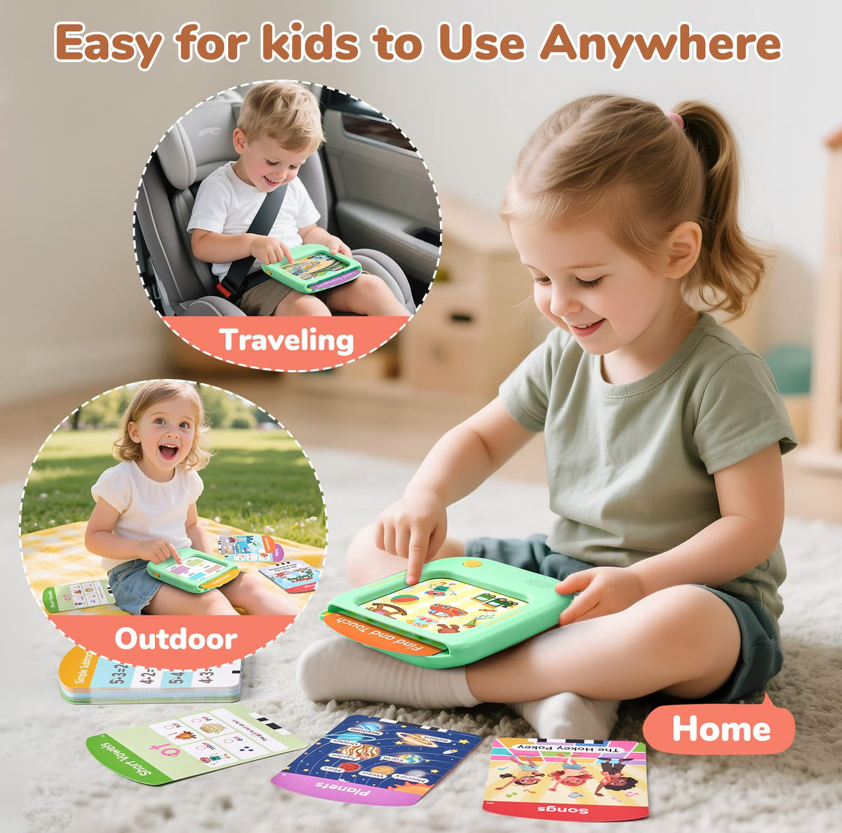 JoyCat Kids Learning Tablet, Learn to Read 156 Pages Talking Flash Cards