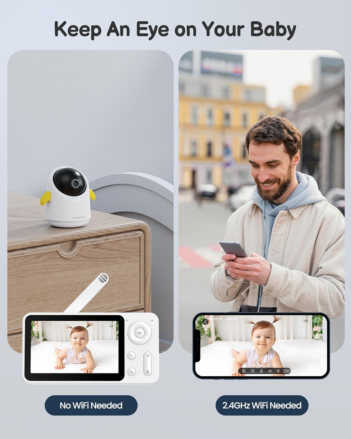 Baby Monitor with Camera and Audio WiFi/No WiFi: Baby Monitor WiFi Smartphone APP Control