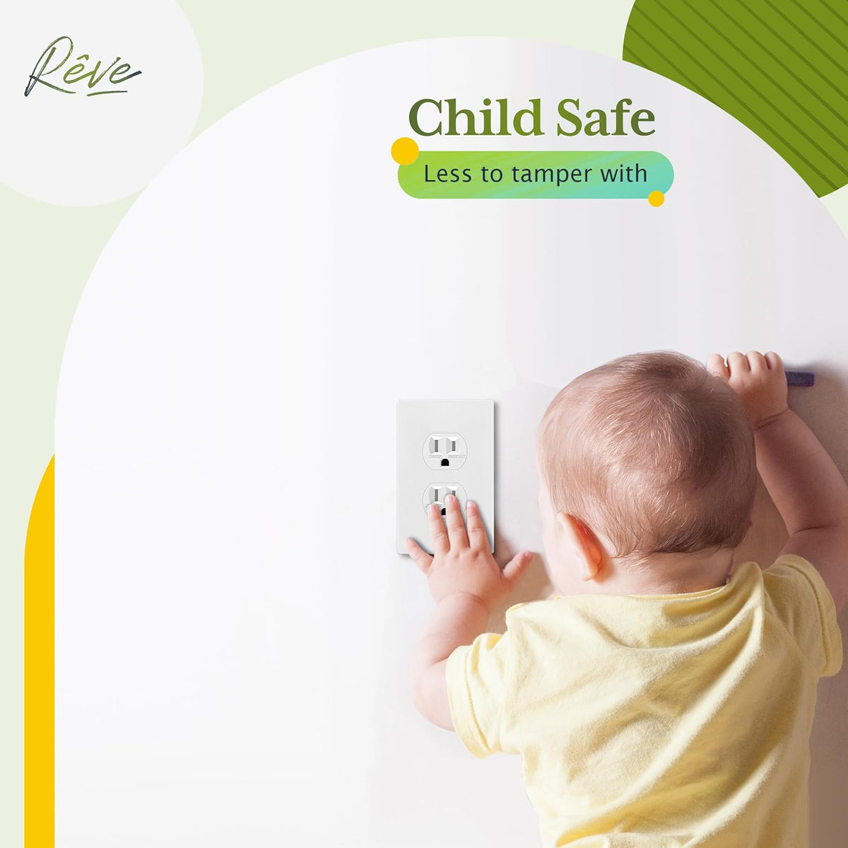 TG Screwless Duplex Wall Plate Covers, Child Safe Receptacle Outlet Covers, Size 1-Gang 4.68"x