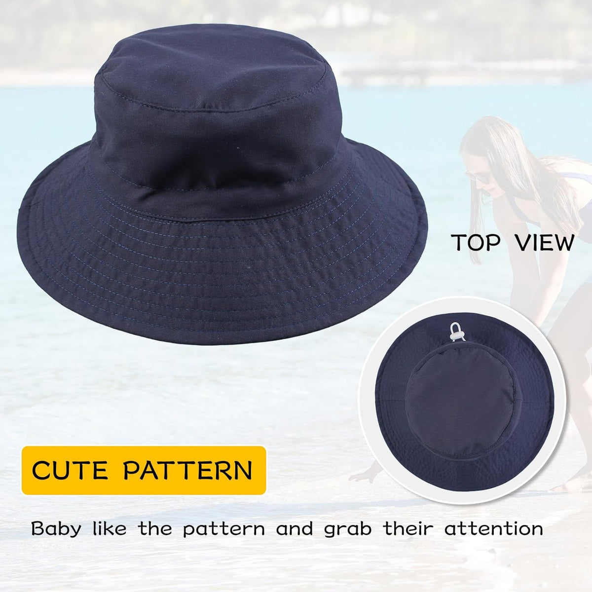 Peecabe Summer Baby Sun Hat for Boys Girls UPF 50+ Wide Brim Toddle Bucket Hat Adjustable Baby
