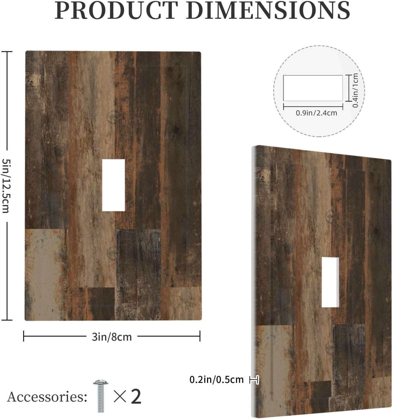 Rustic Brown Wood Grain Dark Oak Decorative Light Switch Cover 1 Gang Single Toggle Device