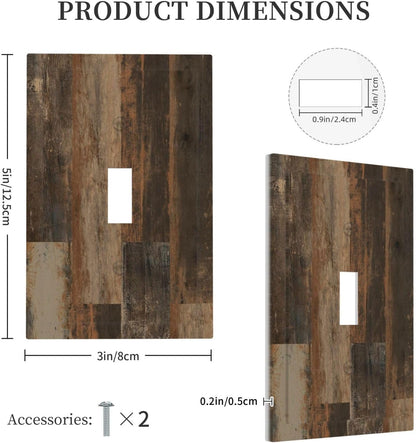 Rustic Brown Wood Grain Dark Oak Decorative Light Switch Cover 1 Gang Single Toggle Device