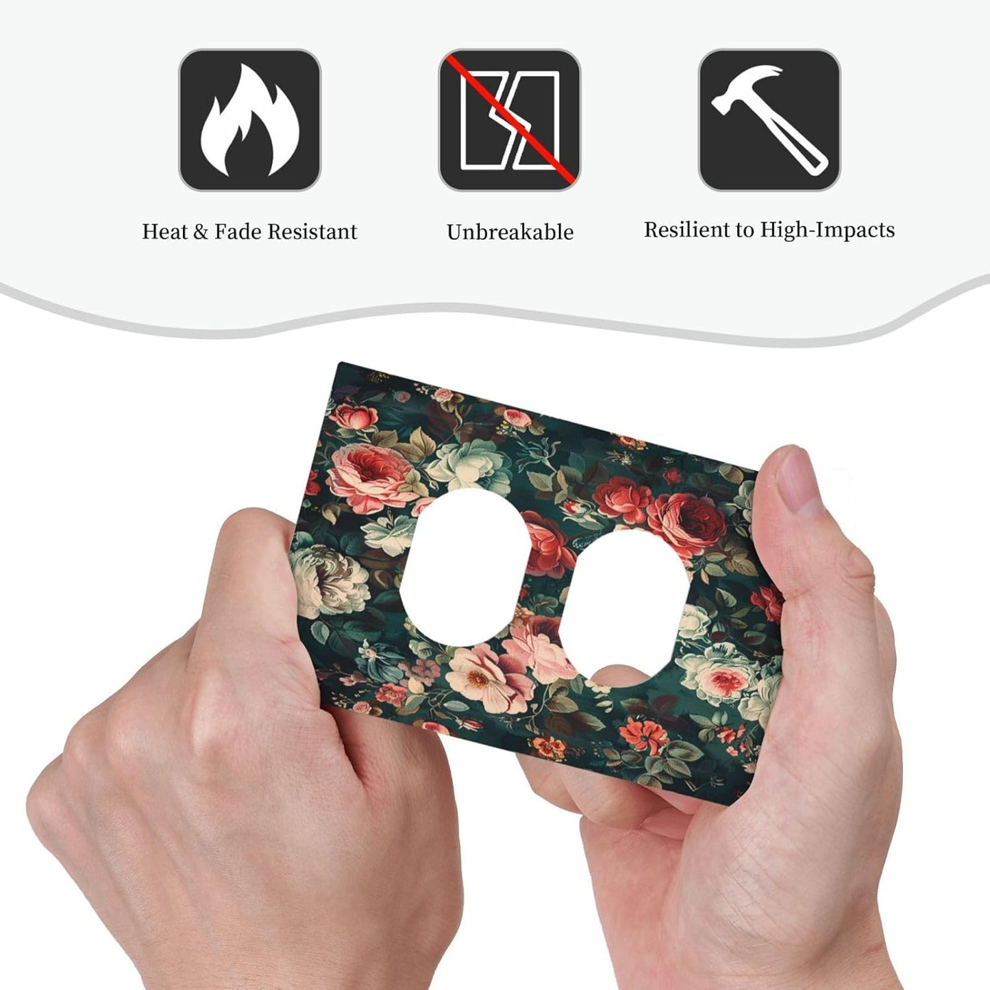 Outlet Covers Baroque Vintage Peony Flower Floral 1 Gang Duplex Wall Plate Decorative Switch Plates